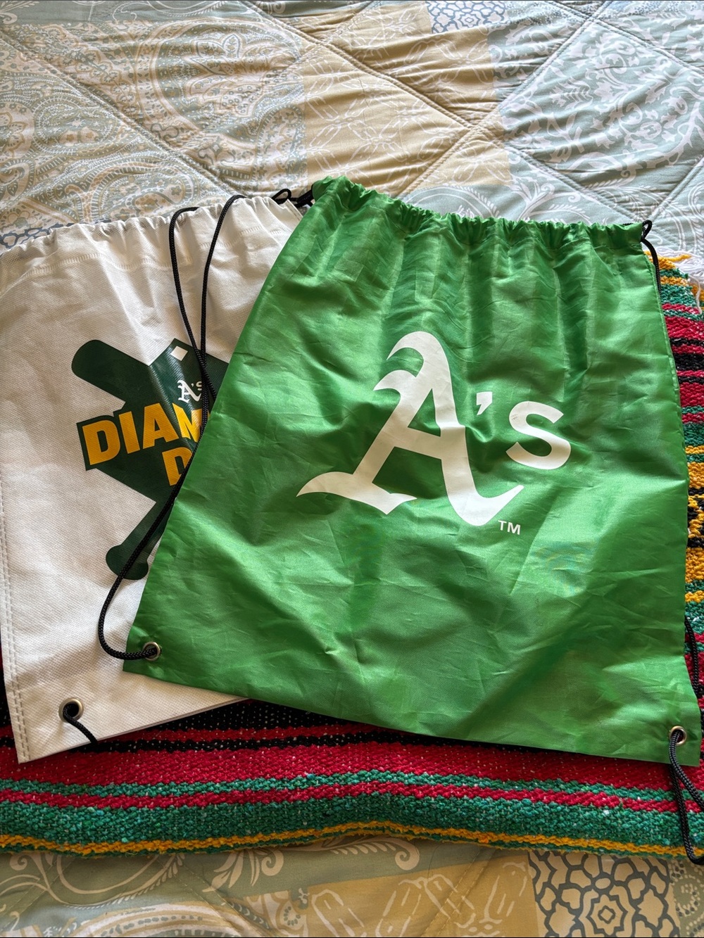 MLB Oakland A's Green Drawstring Bag with White Logo price is for both together